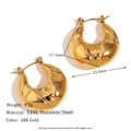 Modern 18K gold plated 316L stainless steel thick hollow geometric hoop earrings - Hollow Round Three-Segment Dented Hoops - Gold