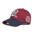 Classic maroon and navy baseball cap with 3D embroidery letter R and side patch - Adjustable / Burgundy/Navy