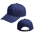 Detail of USA embroidery and distressed vintage texture on navy blue cotton baseball cap - Kids Size (54cm Adjustable) / Navy Blue