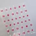 Pink heart and silver radial line nail art stickers with metallic finish, style M-884 - Silver Metallic Heart (M-884)
