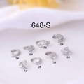Pendientes geométricos de plata con circonitas micro-pave en ocho formas únicas - Estilo Estrella (1#) / Plateado