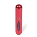 Portable 5ml bottom-fill perfume atomizer in metallic red finish with clear window - Red