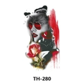 Waterproof temporary tattoo sticker TH-280 featuring woman in red hat and rose design - Th-280 / 210*148mm