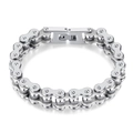Zilveren roestvrijstalen herenarmband in motorfietskettingstijl met stevige vouwsluiting - Zilver