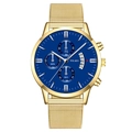 Montre à quartz Yolako pour homme avec bracelet en maille dorée et cadran bleu avec date - Cadran Bleu Bracelet Or