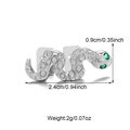 Silver-colored snake tooth grillz with green gem eyes and dimension markings - Snake / Silver