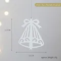 Silver bell-shaped metal Christmas pendant with bow and hollow design, 11.5cm height - Silver Flat Bell