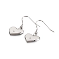 Minimalist heart-shaped silver titanium steel earrings with a single sparkling crystal - Heart Hook Dangle (KE86907-KPD) / Silver