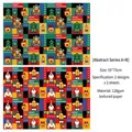 Carta regalo di Natale con motivi astratti di Babbo Natale e renne su carta premium da 128g - 50*70CM / Carta da Regalo di Natale Astratta (Set di 4 Fogli)