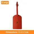 Orange PU leather luggage tag with gold airplane motif and adjustable strap 11.3x7cm - Luggage Tag / Orange