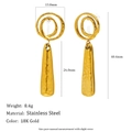 18K gold plated stainless steel geometric clip earrings with hammered texture drop - Small Gold Bar Spiral Studs - Gold - Ear Clip