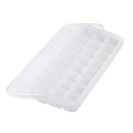 White multi-grid plastic ice cube tray with transparent lid for easy DIY ice making - 24 Grids / White