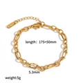 Detail view of 18k gold plated double layer chain bracelet with dimensions and weight - Gold Double-Layer Thin Chain Style (TB5146)