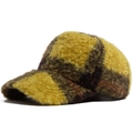 Berretto da baseball in lana d'agnello con motivo scozzese giallo e marrone - Regolabile / Giallo