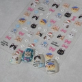 Stickers ongles chat 5D en relief avec chatons 3D et fleurs au style crème - Chat Brodé (FEB-940)