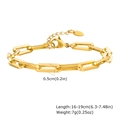 Bracciale a catena a maglie rettangolari dorate con chiusura a moschettone e catenina - Oro 16+3cm