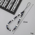 Chaîne de téléphone perles nœud papillon, perles bleues et lettres noires 22cm - Style Perlé Nuit Noire + Lettre C (K3076)