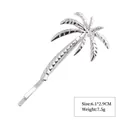 Silver coconut tree hair clip with palm leaf texture for women, size 6.1x2.9cm - Style 11 Silver