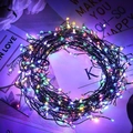 Guirnalda de luces LED multicolor con cables negros para decoración festiva de jardín - 1.5m 50LED USB Mando 8 Funciones Hilo Negro Multicolor