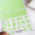 5D embossed nail art sticker featuring green and white checkerboard patterns, model TS-733 - Green And White Checkerboard (TS-733)