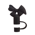 Capuchon de paille 10mm en silicone noir avec nœud pour gobelets Stanley et protection - Noir