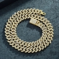 12 mm gouden Cubaanse schakelketting met sprankelende strassteentjes voor heren - 8 inch (20cm) / Goud