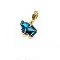 Golden elephant pendant charm with blue enamel inlay and micro zircon for bracelets - Blue Enamel Elephant