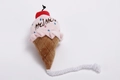 Pink ice cream shaped plush dog toy with cotton chew rope and colorful polka dots - Pink Ice Cream