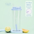 Ice Blue 880ml Tritan straw cup with telescopic wide straw for bubble tea and easy cleaning - Ice Blue