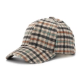 Dettaglio del cappellino da baseball in lana pied-de-poule con visiera curva e trama fitta - Taglia unica / Plaid Beige (A)