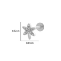 Silver maple leaf cartilage stud earring with cubic zirconia and size dimensions - Maple Leaf / Silver