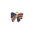 Bow-shaped American flag pendant with gold metal edges and colorful enamel finish - American Flag Bowknot