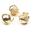 Golden micro-pave pig bell pendant with white zircons and pink gemstone eyes - Pigsy Bell-Gold