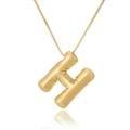 Detailed macro view of a golden balloon-style H letter pendant with engraved stars - Letter H / Gold