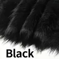 Detailed texture of black long pile faux fur fabric with glossy synthetic fibers - 5cm Width * 180cm / Black