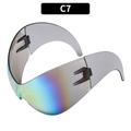 Futuristische Y2K Oversize-Sonnenbrille mit schillernden Gläsern und schwarzem Rahmen - Roter Film