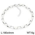 Bracciale a maglie in acciaio inossidabile argento lucido 180mm con chiusura a moschettone - Bracciale a Catena Rettangolare Argento (KB203722-Z)