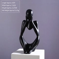 Modern matte black resin abstract thinker figurine for home decor, height 12.5cm - Black Deep Thought