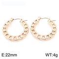 Pendientes de aro de cadena cubana dorados vintage francés con 22mm de diámetro - Oro rosa