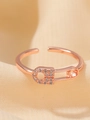 Creative rose gold paperclip necklace pendant with sparkling zircon micro-pave - Rose Gold Paper Clip Ring (5967)