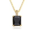 Elegant gold necklace featuring a rectangular black zircon pendant with diamond accents - Black Rectangular Style (B300)