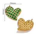 Green enamel heart charms in gold grid frame with dimensions 24mm by 28mm for DIY jewelry - Grid-Green