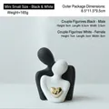 Minimalist ceramic abstract couple figures in black and white with golden heart detail - Mini Small / Black and White