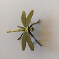 Detailed dragonfly tea pet ornament in antique brass finish for kung fu tea ceremonies - Small Cyan Bronze Dragonfly