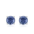 Elegantes pendientes de plata de ley 925 con cristales redondos azul tanzanita - Color Tanzanita (8MM) / Plata 925