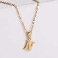 Minimalist 18k gold plated stainless steel necklace featuring a polished letter N pendant - Letter N