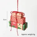 Three-tier mini Christmas gift box ornaments in red green and kraft with festive prints - Red 3-Piece Set/6g