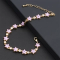 Bracciale occhio portafortuna dorato con stelle in smalto viola e pietre di zircone - Viola