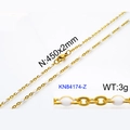 Golden MAMA twist necklace with white oval beads and lobster clasp detail - Beaded Chain Necklace (KN84174-Z)