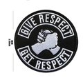 Écusson brodé Drone Pilot 8cm avec slogan Give Respect Get Respect sur noir - Rond Give Respect (Noir & Blanc)